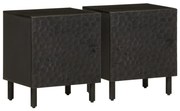 vidaXL Noptiere, 2 buc., negru, 40x33x46 cm, lemn masiv de mango