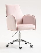 HR280K Scaun Roz din Catifea cu Bază Cromata