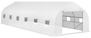 Outsunny Seră de grădină tunel de dimensiuni mari cu acoperiș PE cadru din oțel ușă rulabilă și 12 ferestre 8 x 3 x 2 m alb | Aosom Romania