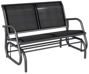 Outsunny Banca tip Leagan 2Locuri in Metal, Negru, 123x70x87cm | Aosom Romania