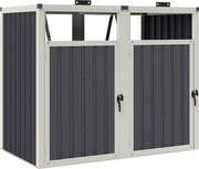 Outsunny Acoperitor pentru Tomberoane de Exterior cu 2 Compartimente, Capac Rabatabil 180°, din Oțel Galvanizat, pentru Grădină sau Patio, 146x81x122 cm, Gri Închis | Aosom Romania