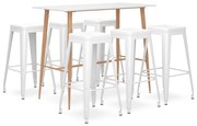 vidaXL Set mobilier de bar, 7 piese, alb