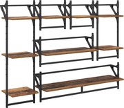 vidaXL Set rafturi de perete cu raft 6 pcs Lemn Vechi 100 x 25 x 30 cm