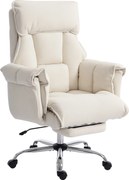 HOMCOM Scaun de birou Scaun rotativ reglabil pe înălțime cu suport lombar, suport pentru picioare, flanel Snow, 80 x 80 x 106-114 cm Alb crem | Aosom Romania