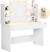 Masă de toaletă LUCIA cu iluminare, 108x40x140cm, alb Jurhan