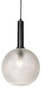 Lampă pendantă de design neagră cu sticlă fumurie - Chico
