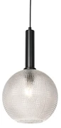Lampă pendantă de design neagră cu sticlă fumurie - Chico