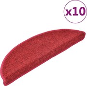 vidaXL Covorașe scări, 10 buc., 56x17x3 cm, semirotunde, roșii