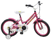 Bicicleta pentru copii NOVOKIDS My first Bike, roti 16" inch, maxim 35 kg, cadru din otel, roti ajutatoare, ghidon reglabil pe inaltime, Roz