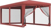 vidaXL Cort de petrecere cu 6 pereți din plasă, roșu, 3x6 m, HDPE
