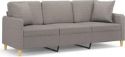 vidaXL Canapea cu 3 locuri cu pernuțe, gri taupe, 180 cm, textil