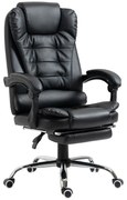 HOMCOM Scaun Birou din Piele Artificială Neagră Înălțime Reglabilă Spătar Rabatabil 64.5x69x127cm | Aosom Romania