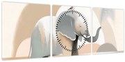 Tablou - Elefant în culori pastel (cu ceas) (90x30 cm)