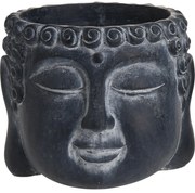 Mască de ghiveci de flori Buddha, beton gri închis, 16 x 12,5 x 16 cm