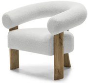 Fotoliu design alb KOKEI, stejar