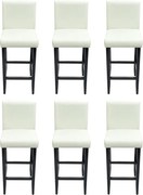 vidaXL Scaune de bar, 6 buc., alb, piele ecologică