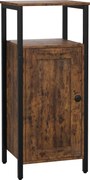 HOMCOM Noptieră în Stil Industrial cu 2 Rafturi Deschise și Raft Interior Reglabil pe 3 Nivele, 34x30x80 cm, Maro Rustic | Aosom Romania