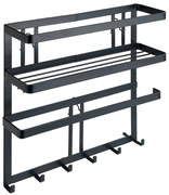 Wenko Raft multifuncțional de bucătărie cu cârlige Gala, 33 x 9 x 30 cm