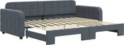 vidaXL Pat de zi cu extensie, gri închis, 90x200 cm, catifea