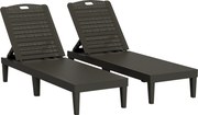 Outsunny Set de 2 Șezlonguri de Grădină cu Spătar Reglabil în 4 Poziții, 56x187x28 cm, Negru | Aosom Romania