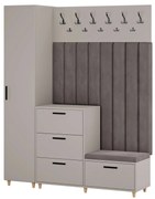 Mobilier pentru hol cu panouri tapitate - Gri