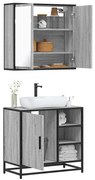 vidaXL Set mobilier de baie, 2 piese, gri sonoma, lemn prelucrat