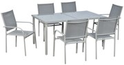 Outsunny Set Mobilier de Grădină cu Masă și 6 Scaune, Cadru din Aluminiu, Scaune din Plasă, Design Modern, Gri | Aosom Romania