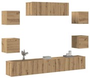 vidaXL Set dulap TV 7 piese montat pe perete Stejar artizanal