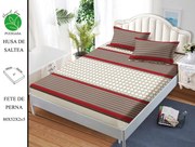 Husa de pat cu elastic 180x200 din Bumbac Finet + 2 Fete de Perna - Brown Design