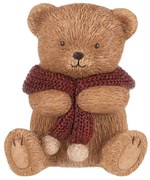 Decorațiune Ursuleț cu eșarfă roșie, poliresină, 10 cm