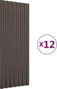 vidaXL Panouri de acoperiș 12 buc. oțel galvanizat maro 100x36 cm