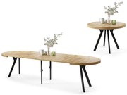 Mazzoni VITO Stejar Artisan/picioare negre - MASĂ MARE ROTUNDĂ Ø110 EXTENSIBILĂ PÂNĂ LA 310 cm CU PICIOARE Y LOFT/INDUSTRIALĂ