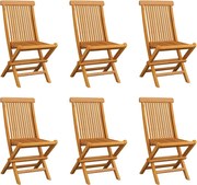 vidaXL Scaune de grădină pliabile, 6 buc., lemn masiv de tec
