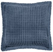 Pernă decorativă din bumbac Tiseco Home Studio Waffle, 45 x 45 cm, albastru