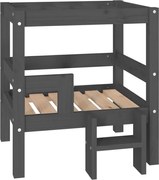 vidaXL Pat pentru câini, gri, 55,5x53,5x60 cm, lemn masiv de pin