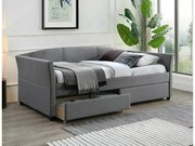 Pat tapițat gri LANTA 90 x 200 cm