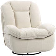 HOMCOM Scaun de relaxare, reglabil, 104x100x102cm / 164x76cm, Alb cremos | Aosom Romania
