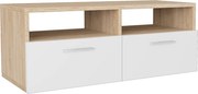vidaXL Comodă TV, PAL, 95 x 35 x 36 cm, culoarea stejarului și alb
