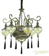 Candelabru LUX design clasic cu 6 brate, din alama finisaj antichizat, HAREM SP9 116006
