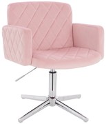 HR802CROSS Scaun Roz Pudra din Catifea cu Bază Cromata