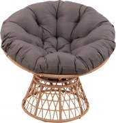 Scaun din ratan PE, rotativ 360 grade, perna Gri– Relaxare premium pentru grădina ta
