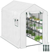 Outsunny Sera de grădină 3 m² cu rafturi 3 niveluri, PE renforcée 135 g/m² anti-UV, ușă rulabilă și ferestre din plasă | Aosom Romania