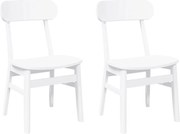 vidaXL Scaune de sufragerie 2 buc Cauciuc din lemn masiv alb
