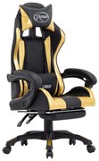 vidaXL Scaun de racing suport picioare auriu/negru piele ecologică