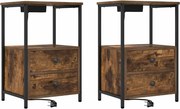 vidaXL Dulap de noapte cu sertar 2 pcs Stejar fumuriu 40 x 31 x 60 cm