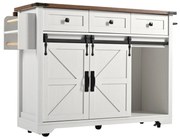 Insulă de bucătărie cu blat rabatabil, Bej | Aosom Romania