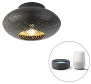 Plafoniera inteligentă neagră cu auriu 25 cm incluzând Wifi P45 - Radiance