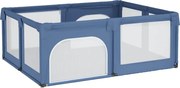 vidaXL Țarc pentru copii cu 2 uși, albastru deschis, țesătură Oxford