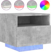 vidaXL Noptieră cu lumini LED, gri beton, 40x39x37 cm