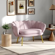 HOMCOM Canapea de 2 Locuri cu Brațe, Canapea Modernă cu Șezut Căptușit pentru Dormitor și Sufragerie, 130x77x77 cm, Roz | Aosom Romania